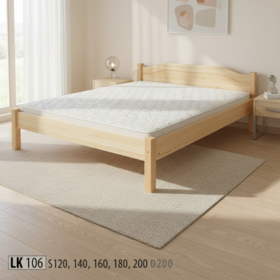 Solid wood bed, real wood bed, hotel style 200x200, massive furniture, bedroom.