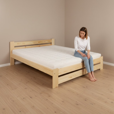 Solid wood bed 200x200 double bed pine solid real wood bed full wood bed new