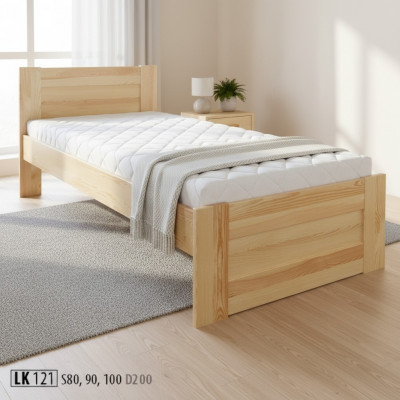 Solid wood bed, massive bedroom beds 100x200cm, single bed, solid furniture, furniture