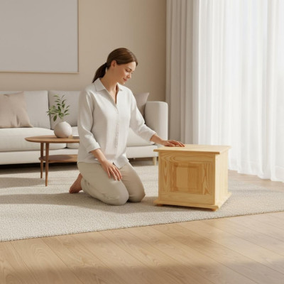Solid Wood Box Furniture Wood Furniture Handcrafted Box Chest Real Wood 45x45cm