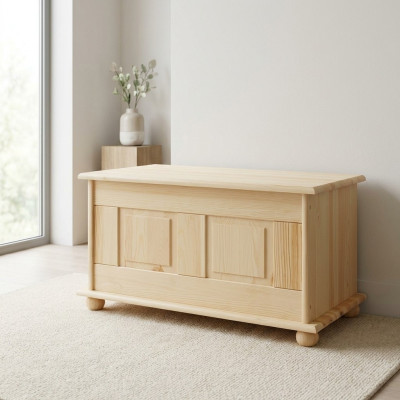 Solid Wood Deco Box Furniture Wood Handcrafted Chest Real Wood 86x45cm