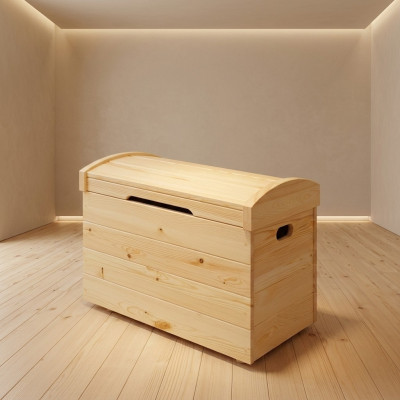 Solid Wood Deco Box Furniture Wooden Furniture Handcrafted Chest Trunk Real Wood 90x55cm