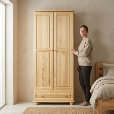 Real wood solid wood wardrobe closet bedroom wardrobe new