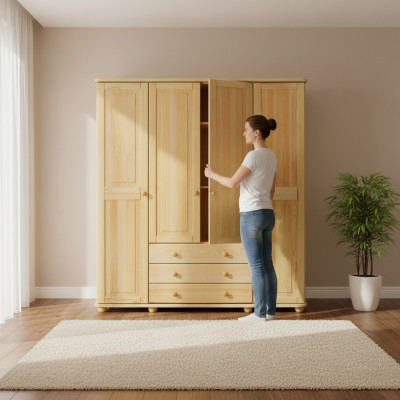 Solid wood, genuine wood wardrobe, cabinet, bedroom wardrobe, solid new