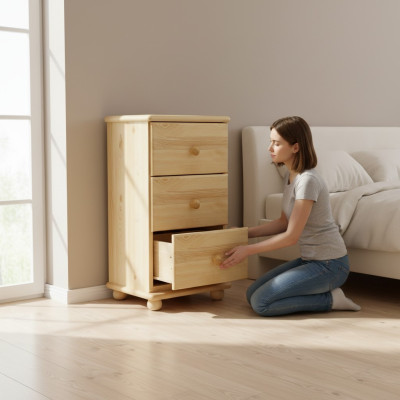 Massive nightstand bedside table chest of drawers handmade wood furniture
