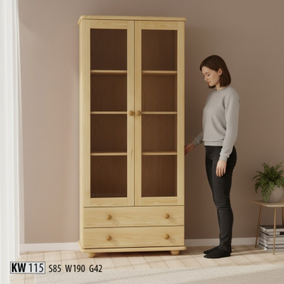 Showcase living room sideboard solid wood display cabinet glass cupboard real wood