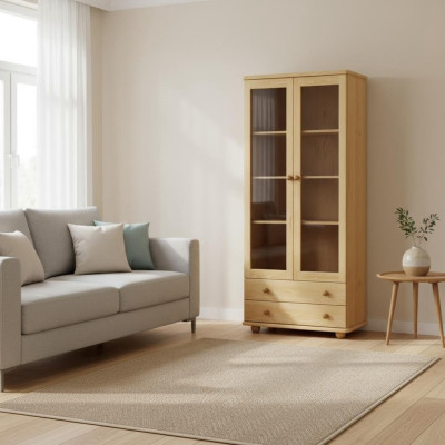 Showcase living room sideboard solid wood display cabinet glass cupboard real wood