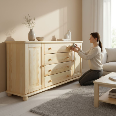 Solid Wood Sideboard Dresser Cabinet Furniture Dressers Real Wood Lowboard New