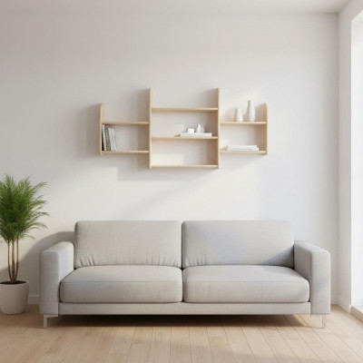 Wall shelf, solid pine wood, 150x69cm, solid wood wall shelf, flower shelf, hanging shelf