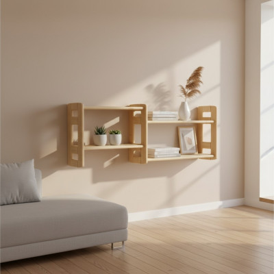 Wall shelf, bookcase, bookshelf, living room wall shelf, real wood.