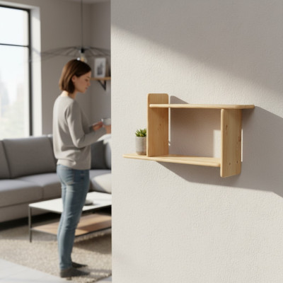 Handmade wall shelf shelving bookshelf living room wall shelf solid wood