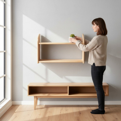 Designer cabinet wall shelf wall shelves living room cabinets office furniture solid wood