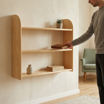 Wall shelf cabinet bookcase bookshelf living room wall shelf real wood