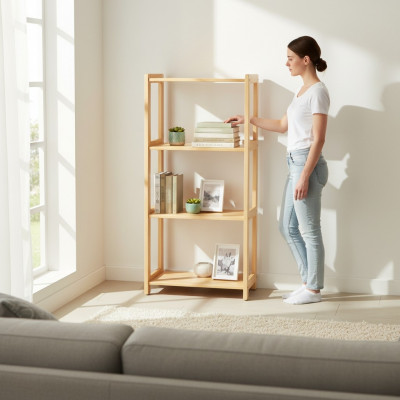 Bookshelf Standing Shelf Cabinet Storage New Wood Furniture Handmade