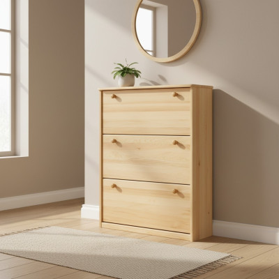 Handmade shoe cabinet wooden sideboard entrance hall dresser with 3 compartments