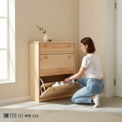 Shoe chest made from real wood, handcrafted shoe tilters, shoe chest with 3 drawers