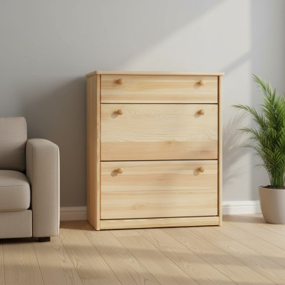 Shoe chest made from real wood, handcrafted shoe tilters, shoe chest with 3 drawers