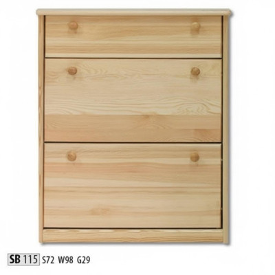 Shoe chest made from real wood, handcrafted shoe tilters, shoe chest with 3 drawers