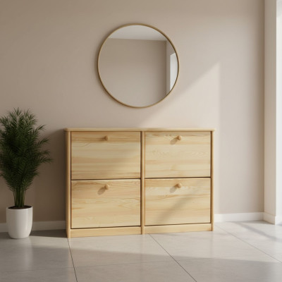 Shoe cabinet 4-compartment chest of drawers solid wood furniture shoe flipper shoe rack shelf