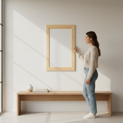 Handmade mirror solid wood massive frame pine wall mirror 50 * 80 cm new