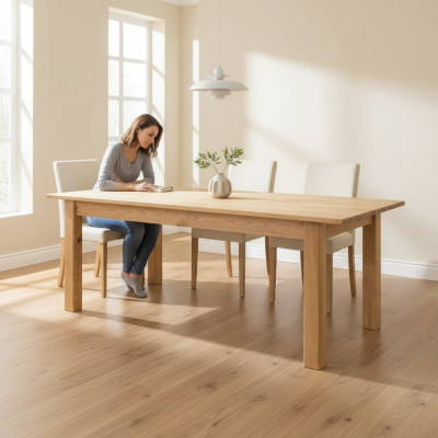 Table Dining Table Solid Furniture Dining Room 200x90cm Real Wood Solid Wood New Tables