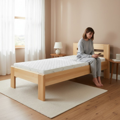 Wooden bed real wood bed beds bedroom hotel 100x200 style solid furniture