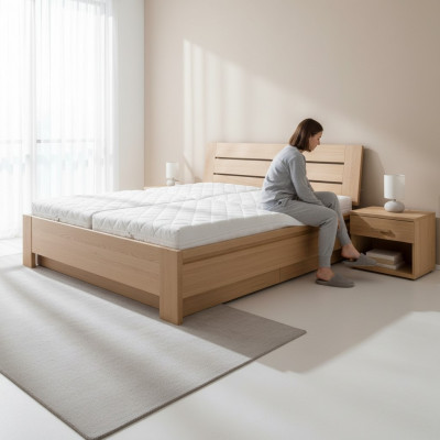 Solid wood bed genuine wood bed beds bedroom hotel country style massive furniture
