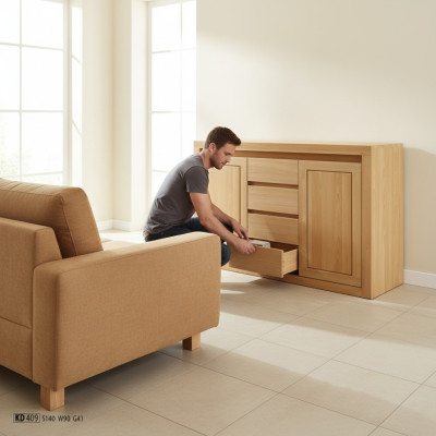 Designer chest of drawers, low board, wardrobe, shelf for living room, solid wood.