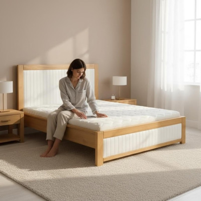 Solid Wood Double Bed, Beech Bedroom Furniture, Wood 180x200cm, New