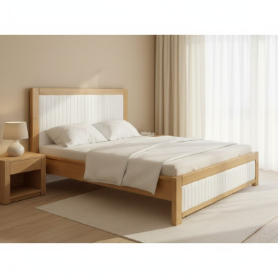 Solid Wood Double Bed, Beech Bedroom Furniture, Wood 180x200cm, New