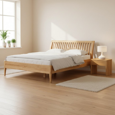 Wooden bed double bed solid wood bedroom hotel beds 180x200cm oak new