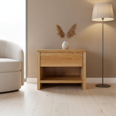 Nightstand Night Table Night Console 1 Drawer Solid Wood Shelf Console Oak