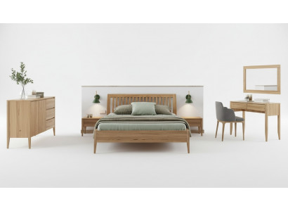 3-piece bedroom set, bed made of solid wood furniture, 2 bedside tables, real wood beds.