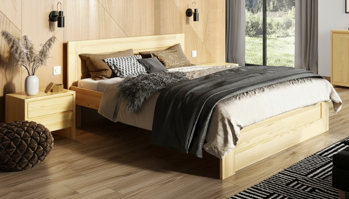 Bedroom 3-piece Set Real Wood Bed with 2x Nightstands 180x200cm Solid Wood