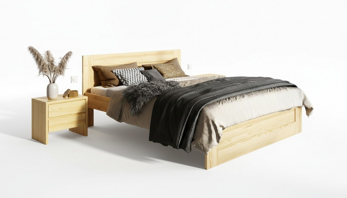 Bedroom 3-piece Set Real Wood Bed with 2x Nightstands 180x200cm Solid Wood