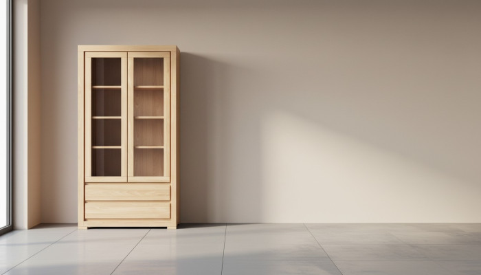 Wood display cabinet, solid wood living room cabinet, wood cabinets, glass display cases, new.