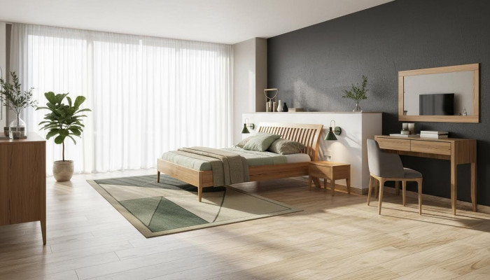 Bedroom wooden bed real wood beds hotel 180x200 style solid furniture