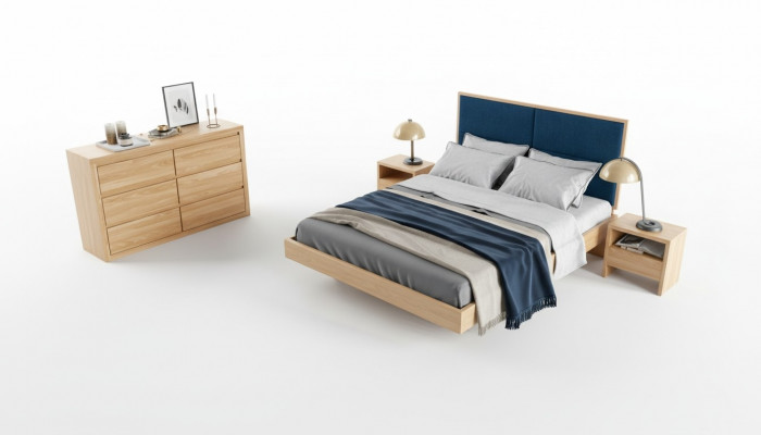 Bedroom set 4-piece set bed 2x nightstands dresser solid wood suite new