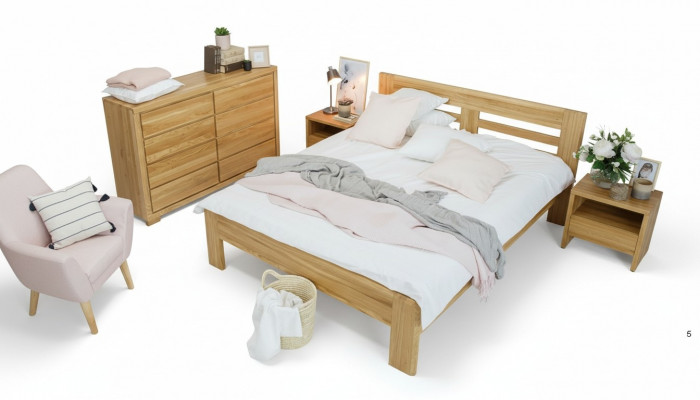 Bedroom furniture set bed solid wood nightstands 2x beds real wood 3-piece.