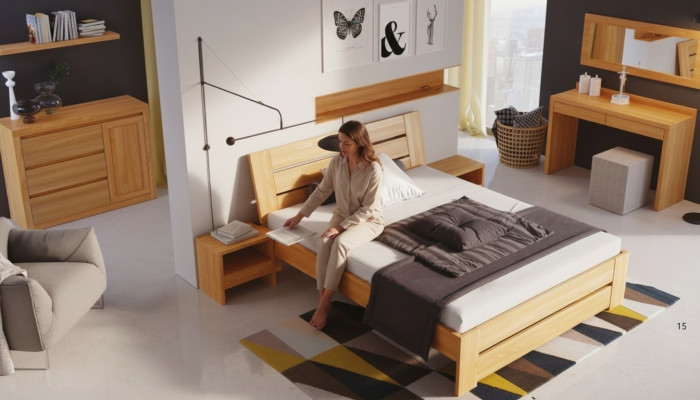 Bedroom set 5-piece. Bed 2x Nightstand + Dressing Table Mirror Solid Wood Furniture New
