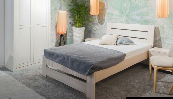 Bedroom set bed 2x nightstand wardrobe 4-piece. Wood cabinet cabinets