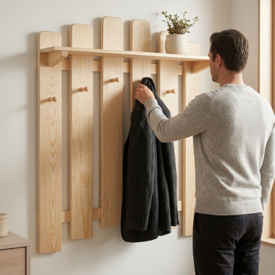 Coat rack wall coat rack with 6 hooks, wall panel hallway coat rack coat rack panel