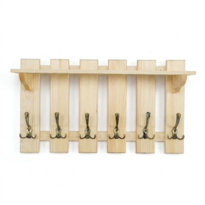 Wardrobe Panel 70x40 cm Wall Wardrobe Coat Rack Solid Pine 6 Hooks
