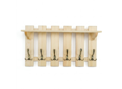 Wardrobe Panel 70x40 cm Wall Wardrobe Coat Rack Solid Pine 6 Hooks