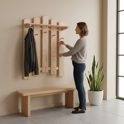 Wardrobe wall coat rack with 5 hooks, wall panel hallway wardrobe wardrobe panel