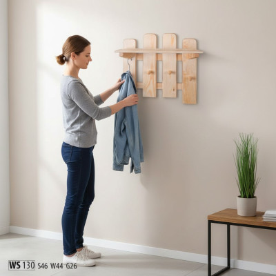 Coat rack panel wall coat rack coat rack rail pine wood handmade