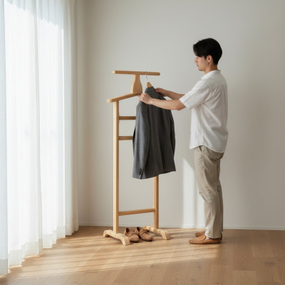 Coat rack, wardrobe stand, wardrobe made of handcrafted solid wood, new