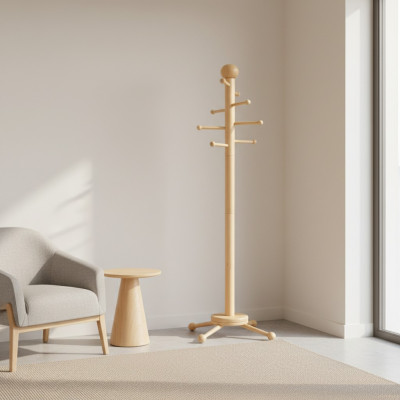 Clothes rack coat stand wooden clothes rail design wardrobe with 8 hooks