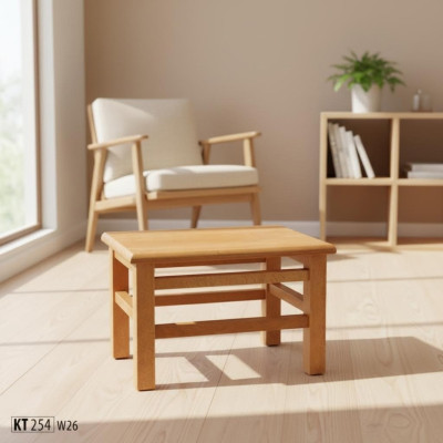 Solid wood stool bench pine footstool real wood
