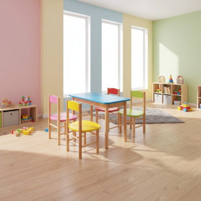 Chair set children's room seating set real solid wood 5-piece seating group table